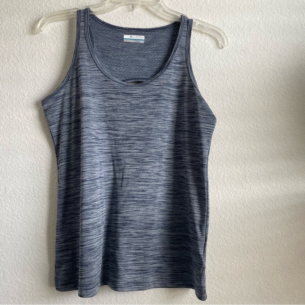 Columbia Womens Blue Gray Heathered Cut Out Back Tankโ Top Size Small